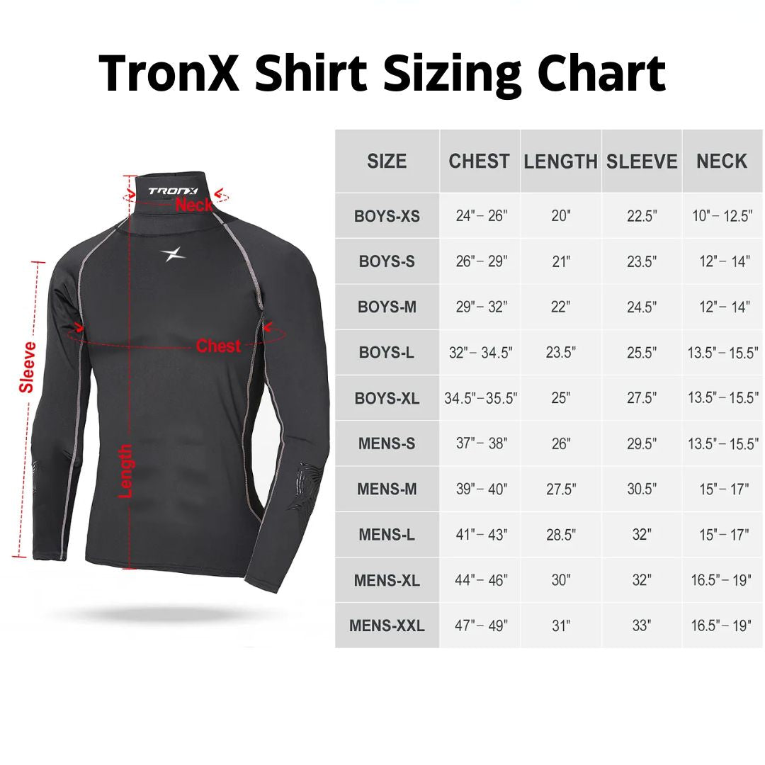 TronX Long Sleeve Youth Hockey Cut-Resistant Neck Guard Protect Base Layer Shirt