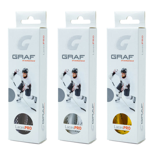 Graf waxed hockey skate laces in packaging