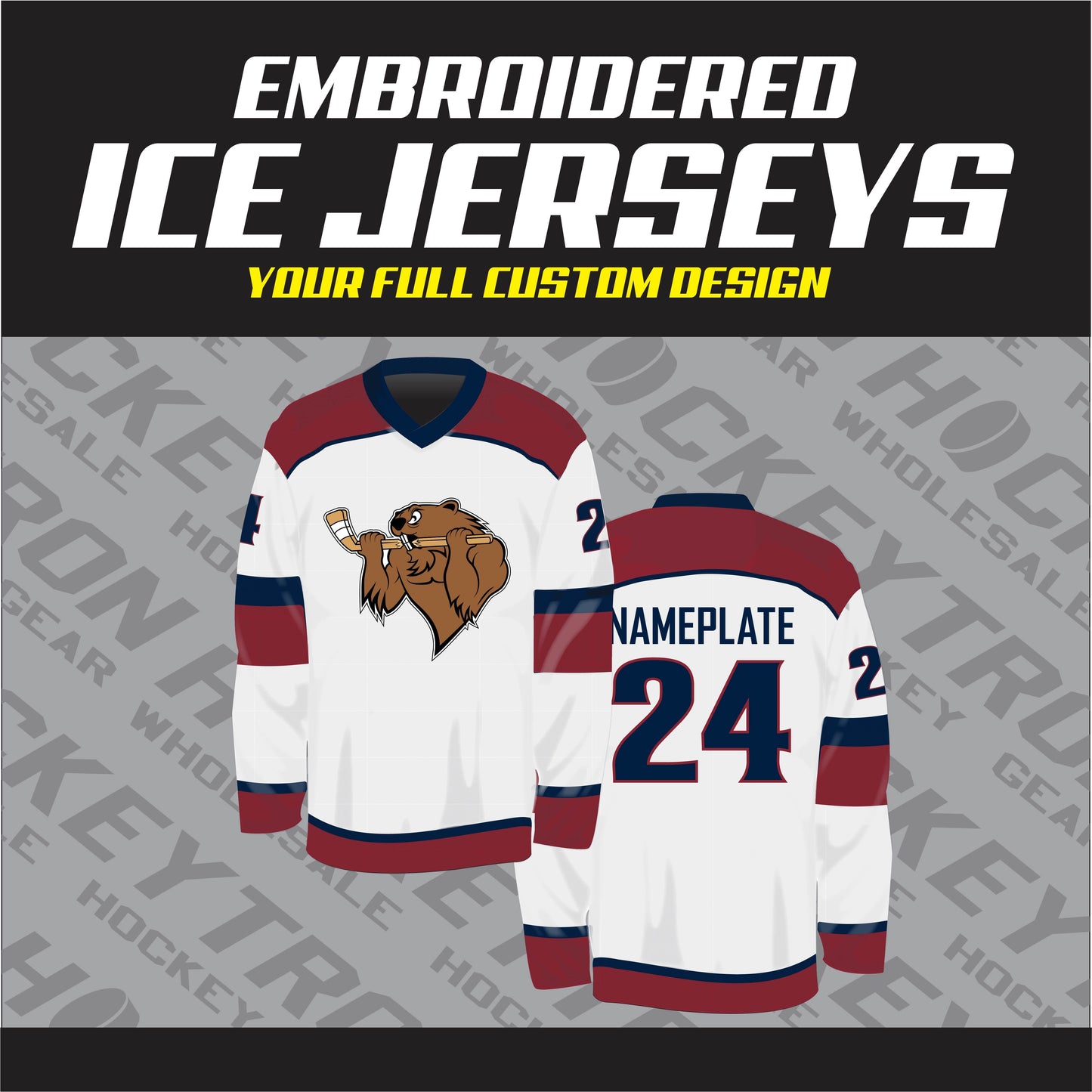 Embroidered Custom Hockey Jersey -  Your Design
